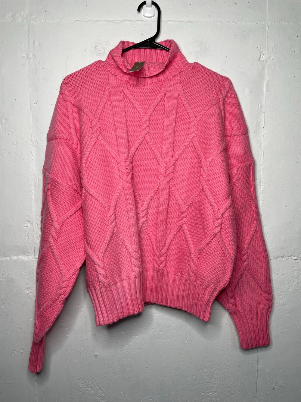 NEW J.Crew Collection Cable Mock Neck Pink Sweater Size XL
